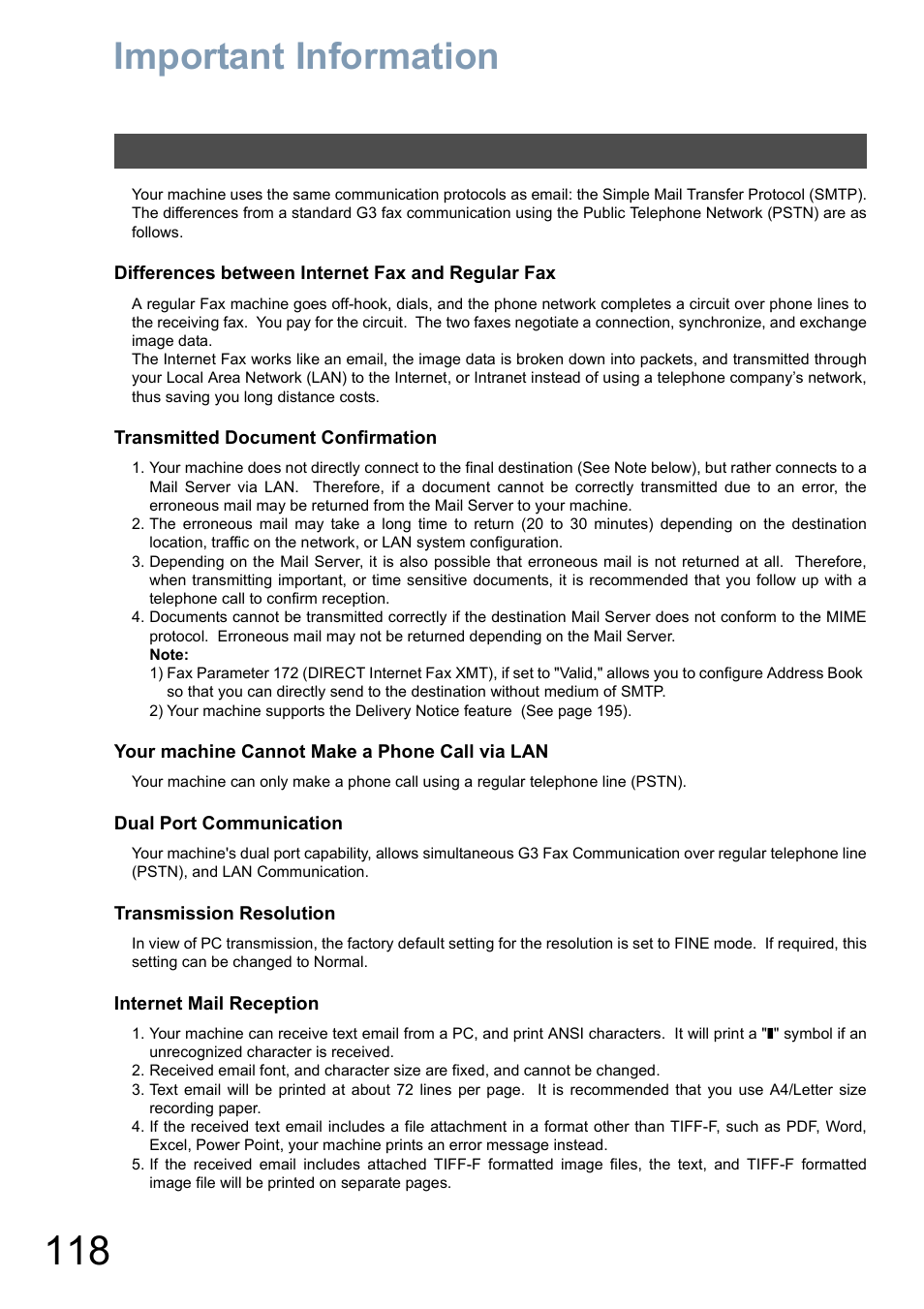 Important information | Panasonic DP-8025 User Manual | Page 118 / 240