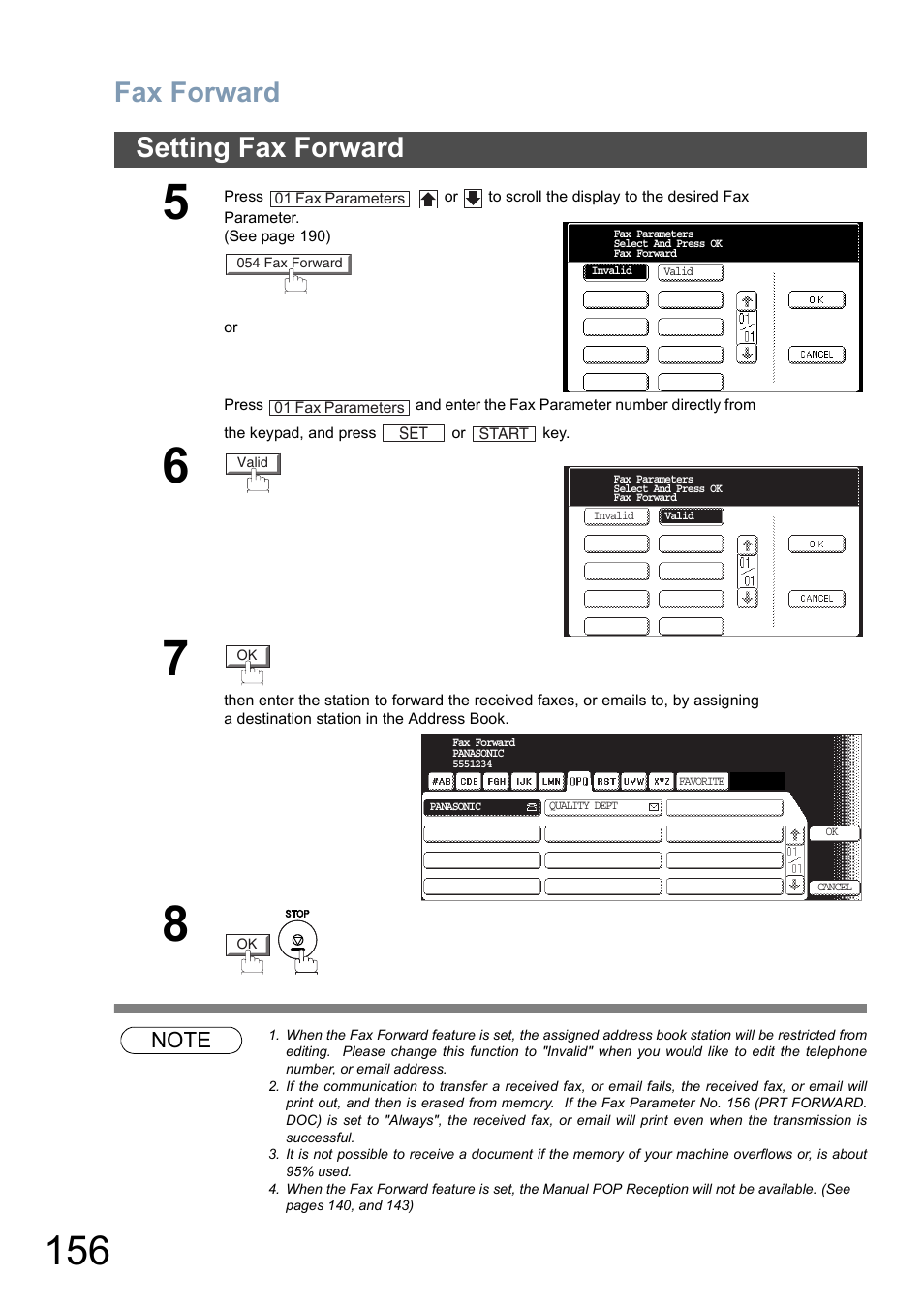 Fax forward, Setting fax forward | Panasonic DP-8025 User Manual | Page 156 / 240