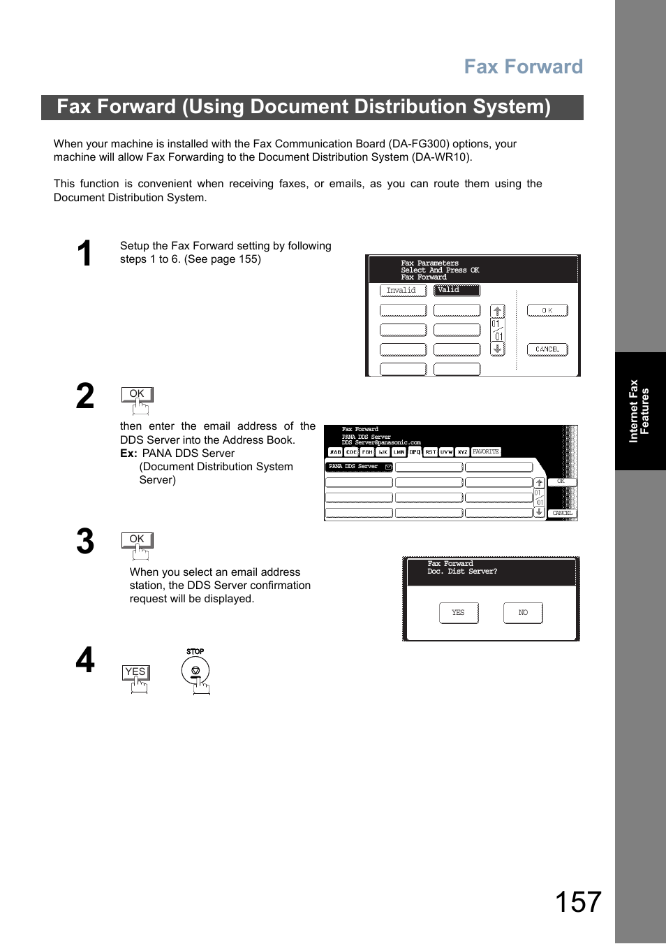Fax forward (using document distribution system), Fax forward | Panasonic DP-8025 User Manual | Page 157 / 240