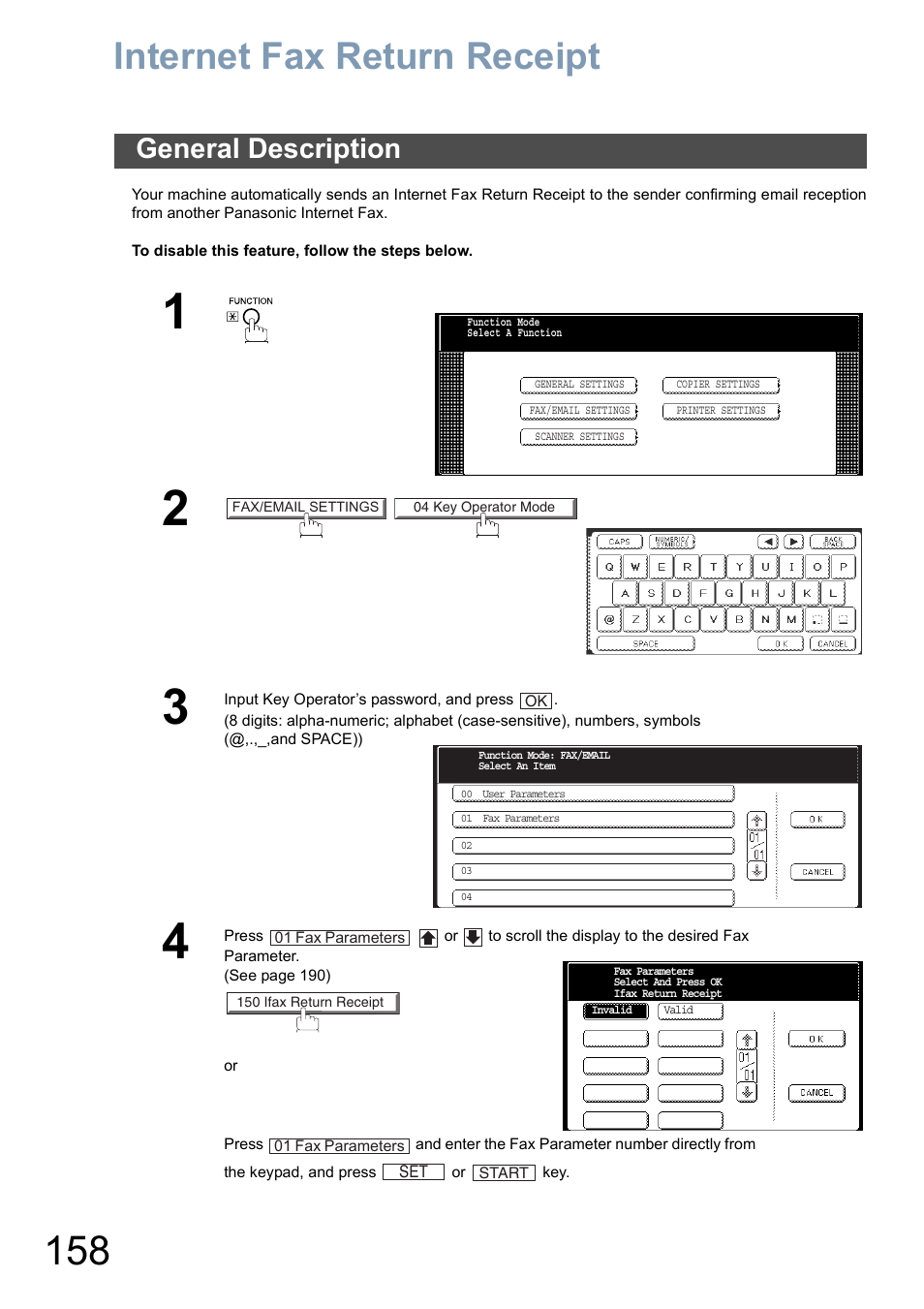 Internet fax return receipt, General description | Panasonic DP-8025 User Manual | Page 158 / 240
