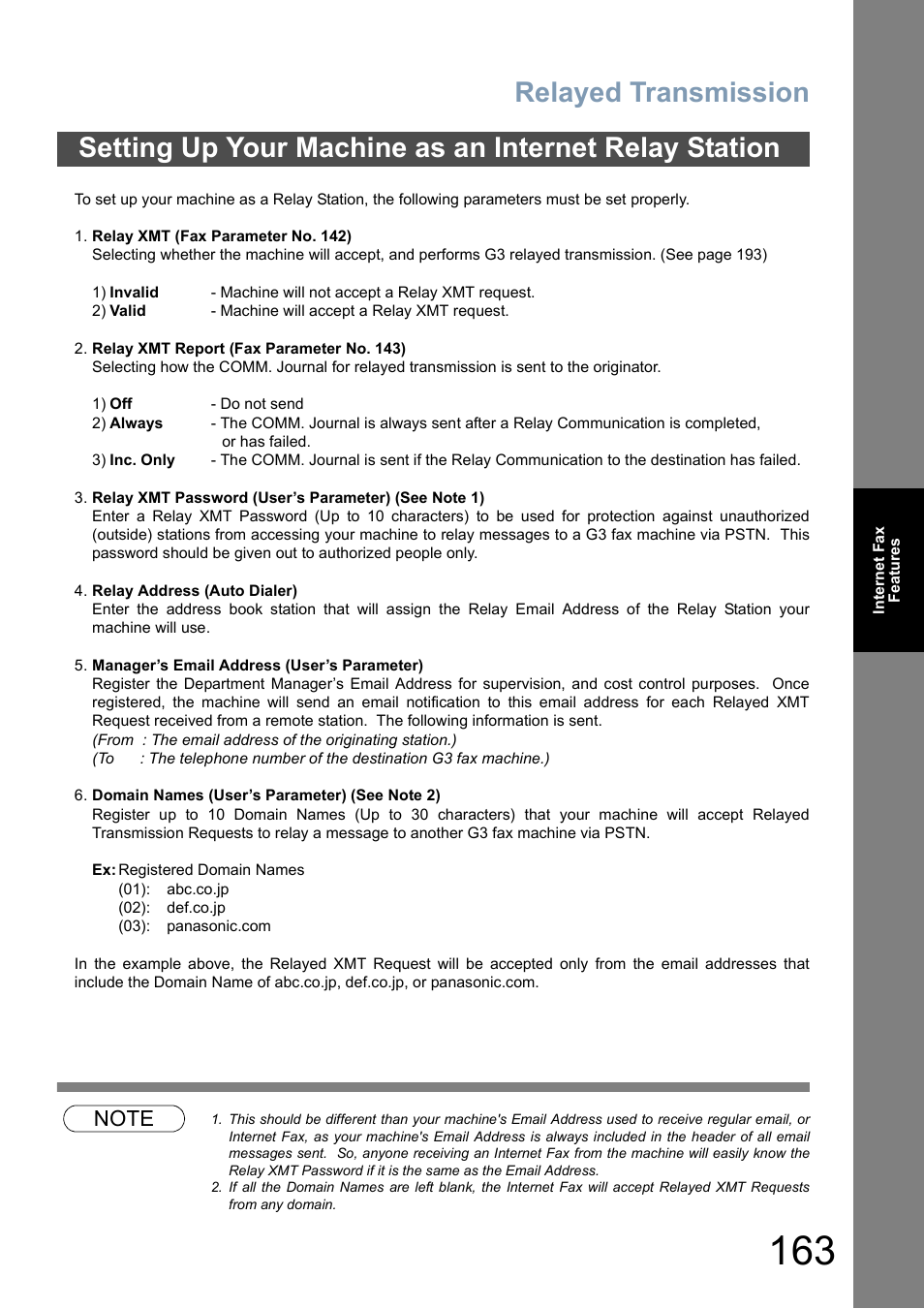 Relayed transmission | Panasonic DP-8025 User Manual | Page 163 / 240