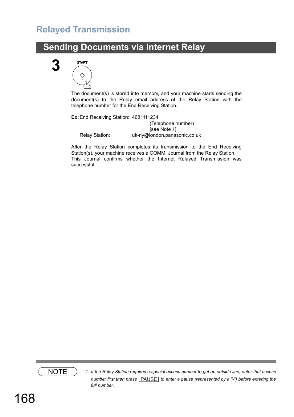 Relayed transmission, Sending documents via internet relay | Panasonic DP-8025 User Manual | Page 168 / 240