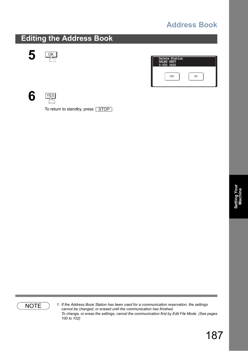 Address book, Editing the address book | Panasonic DP-8025 User Manual | Page 187 / 240