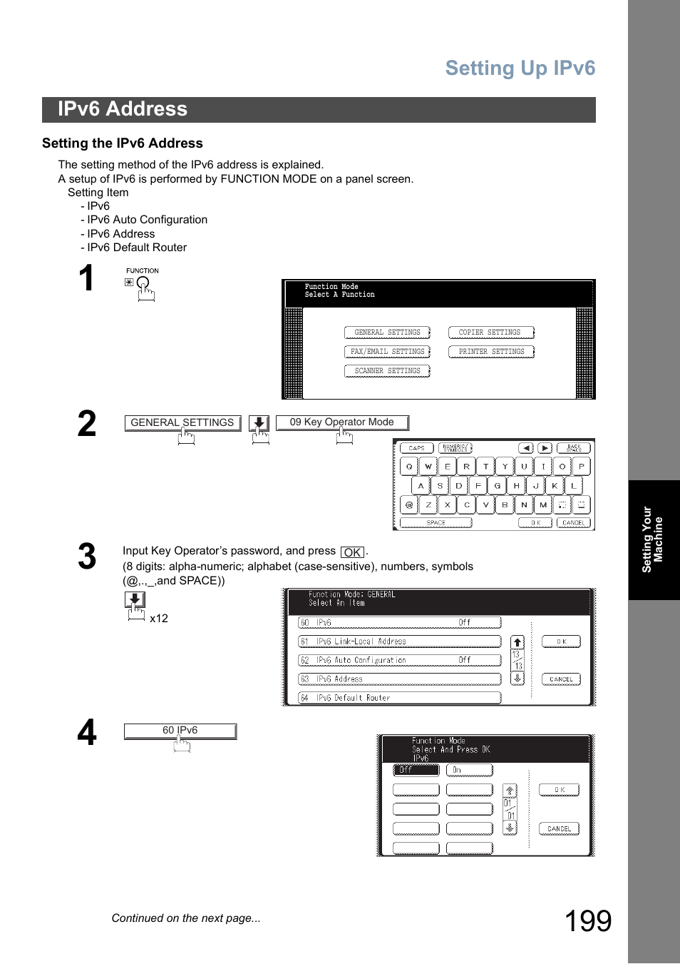 Ipv6 address, Setting up ipv6 | Panasonic DP-8025 User Manual | Page 199 / 240