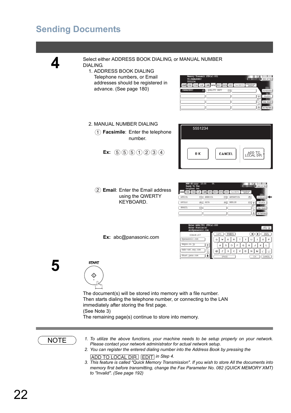 Sending documents | Panasonic DP-8025 User Manual | Page 22 / 240