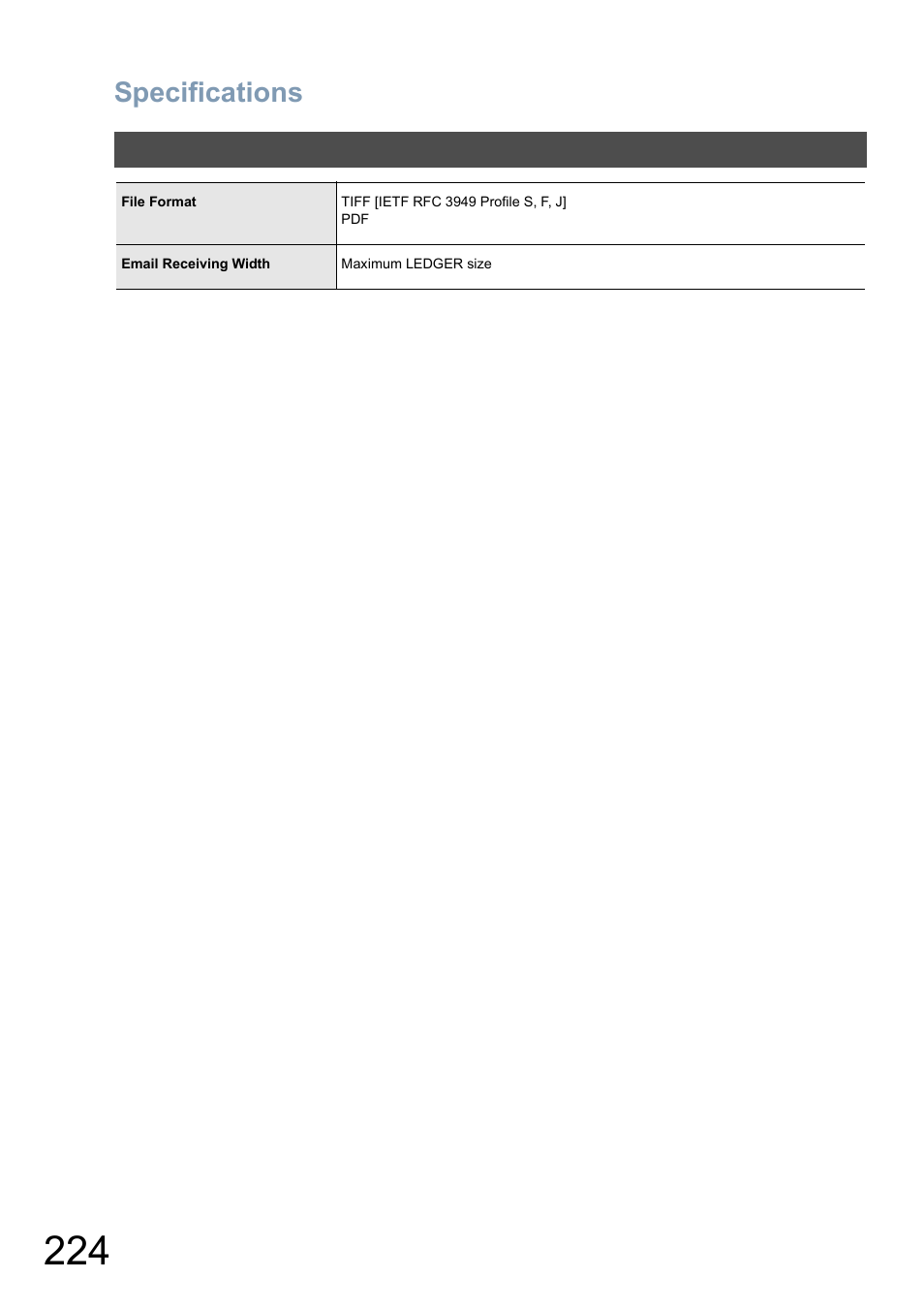Specifications | Panasonic DP-8025 User Manual | Page 224 / 240
