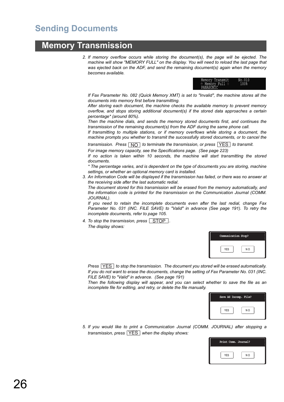 Sending documents | Panasonic DP-8025 User Manual | Page 26 / 240