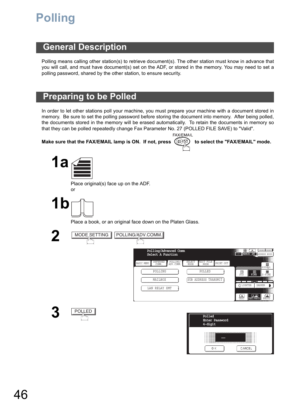 Polling, General description, Preparing to be polled | General description preparing to be polled | Panasonic DP-8025 User Manual | Page 46 / 240