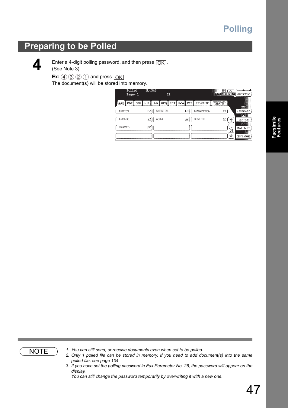 Polling, Preparing to be polled | Panasonic DP-8025 User Manual | Page 47 / 240