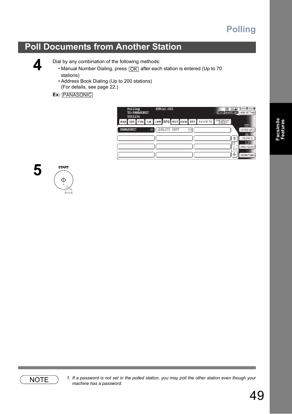 Polling, Poll documents from another station | Panasonic DP-8025 User Manual | Page 49 / 240