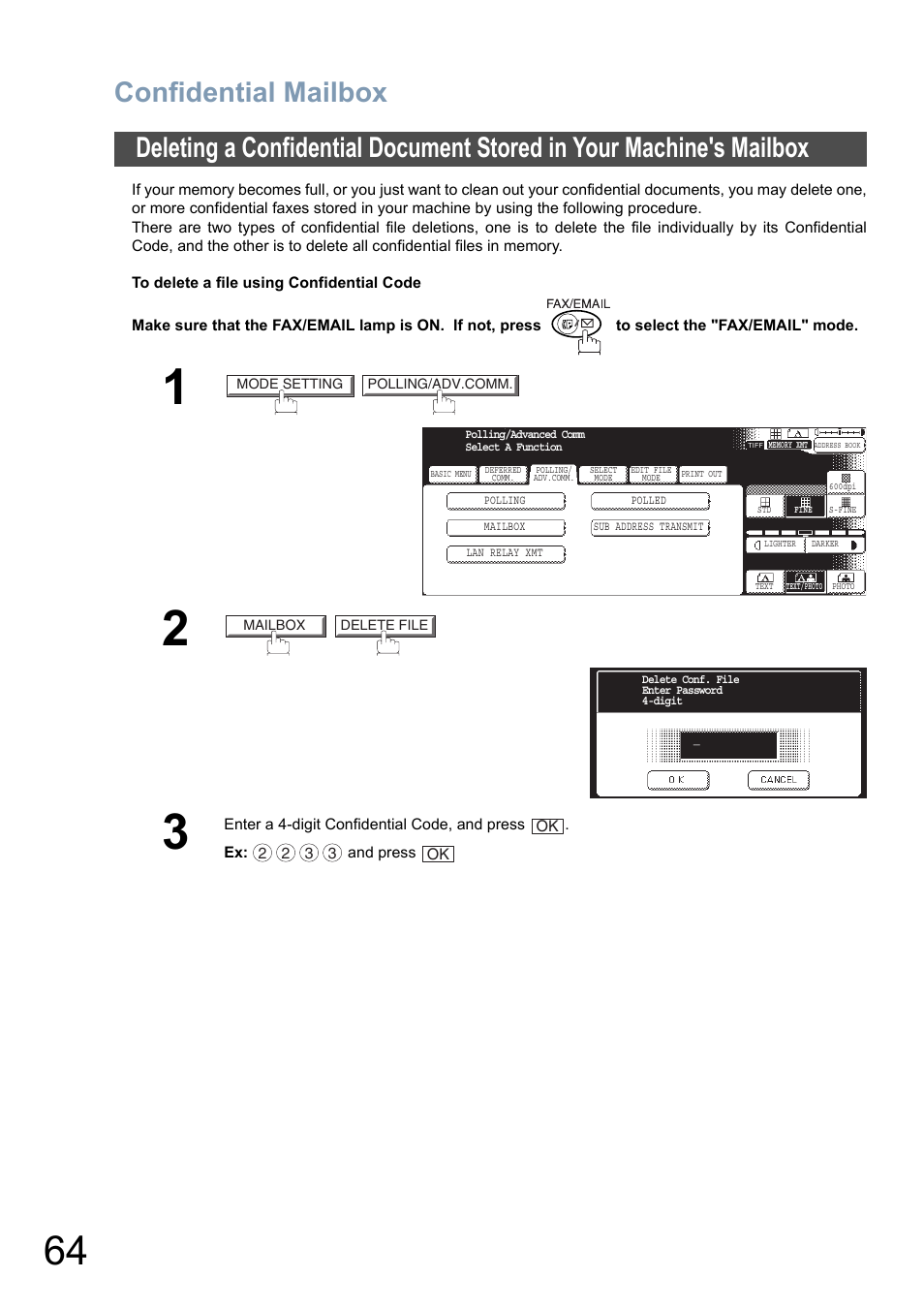 Confidential mailbox | Panasonic DP-8025 User Manual | Page 64 / 240