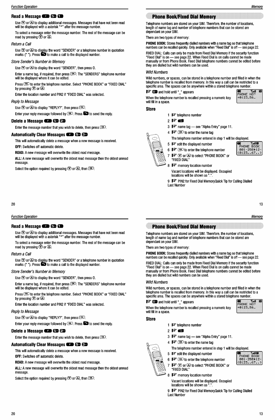 Phone book/fixed dial memory, Store | Panasonic EB-G500 User Manual | Page 17 / 40