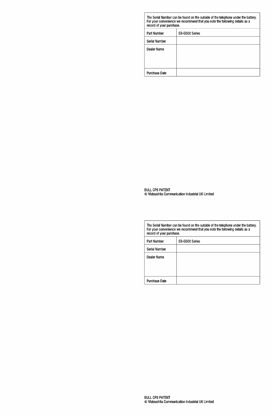 Panasonic EB-G500 User Manual | Page 39 / 40
