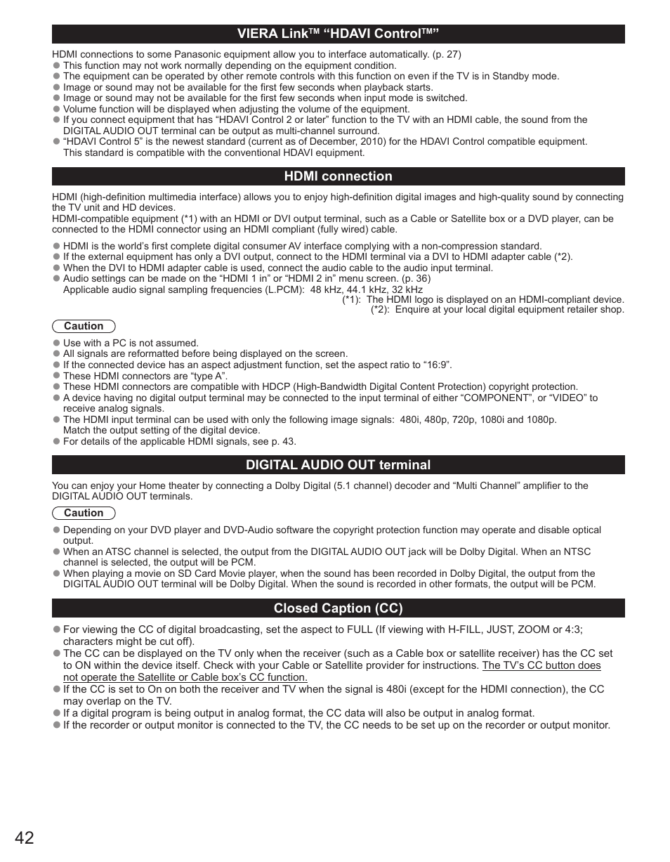 Panasonic TC-32LX44 User Manual | Page 42 / 52