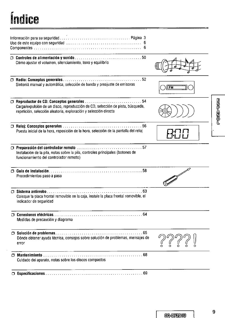 Olí™ lio | Panasonic CQ-DF201U User Manual | Page 9 / 72