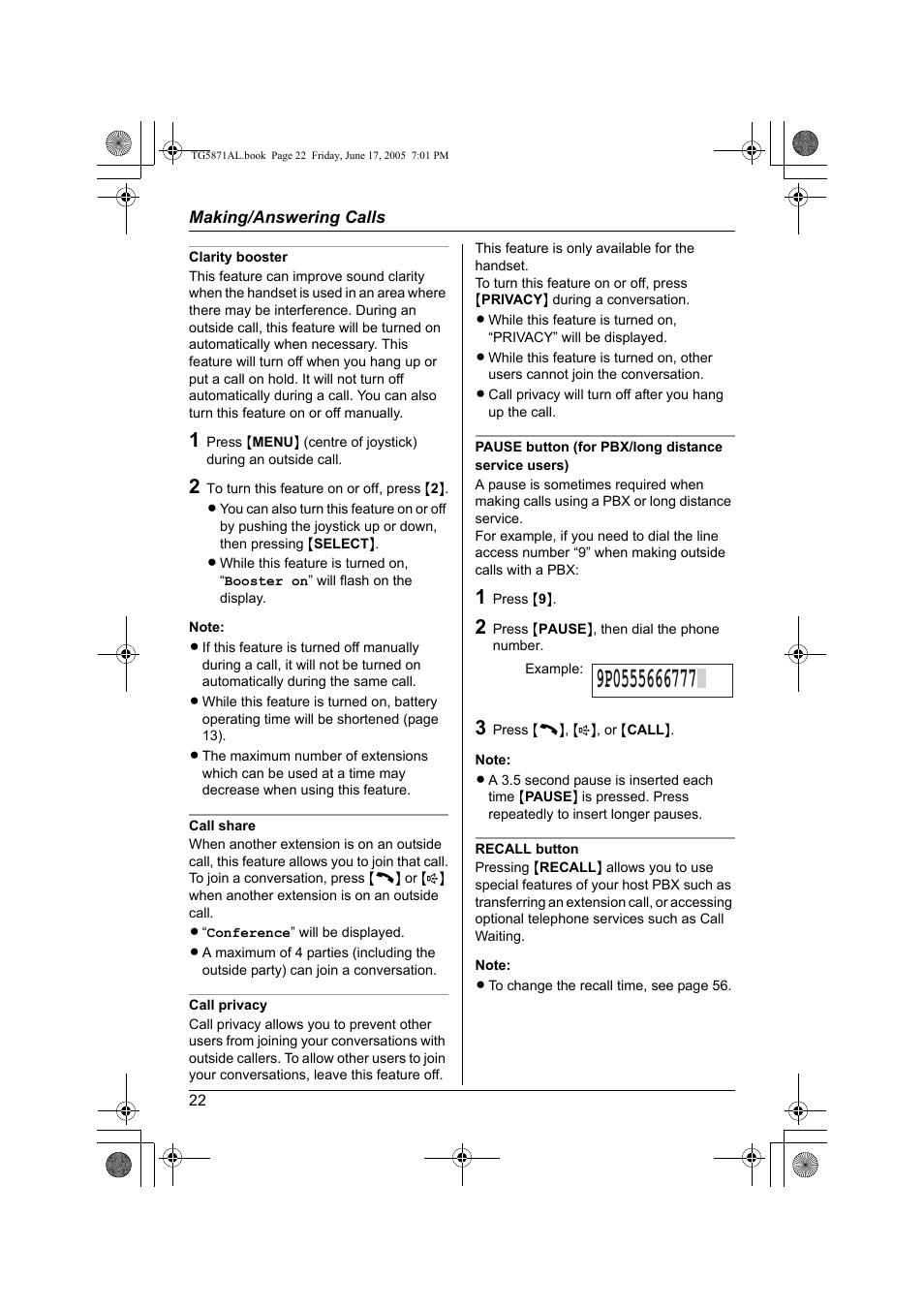 Panasonic KX-TG5871AL User Manual | Page 22 / 88