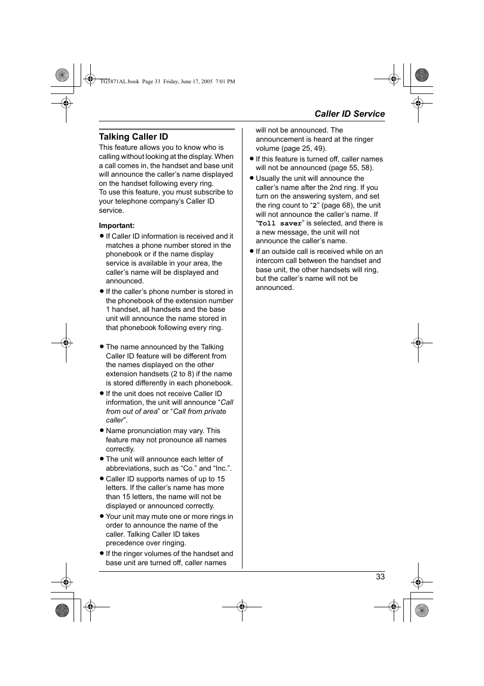 Panasonic KX-TG5871AL User Manual | Page 33 / 88