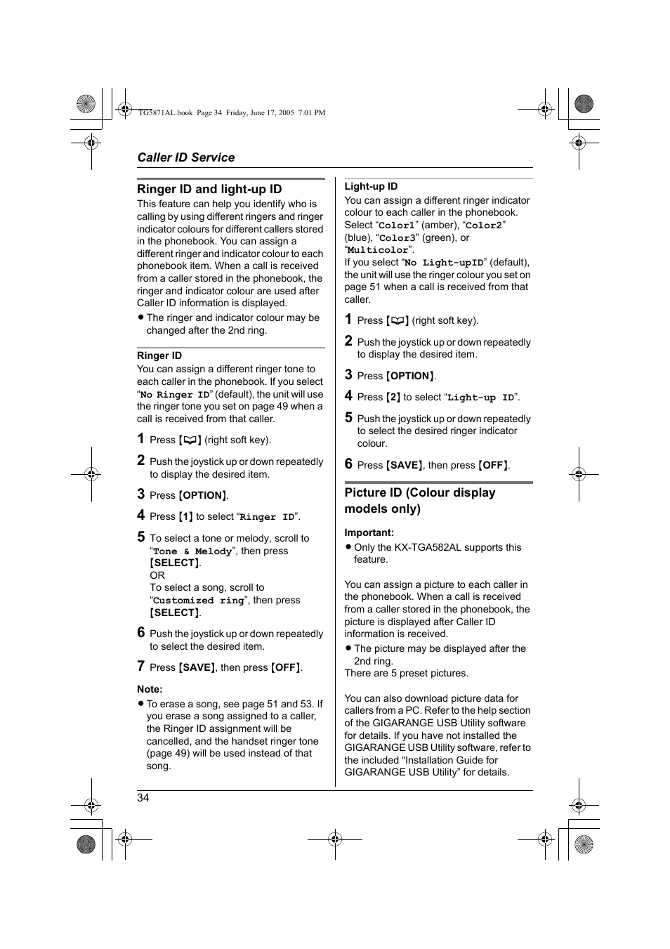 Panasonic KX-TG5871AL User Manual | Page 34 / 88