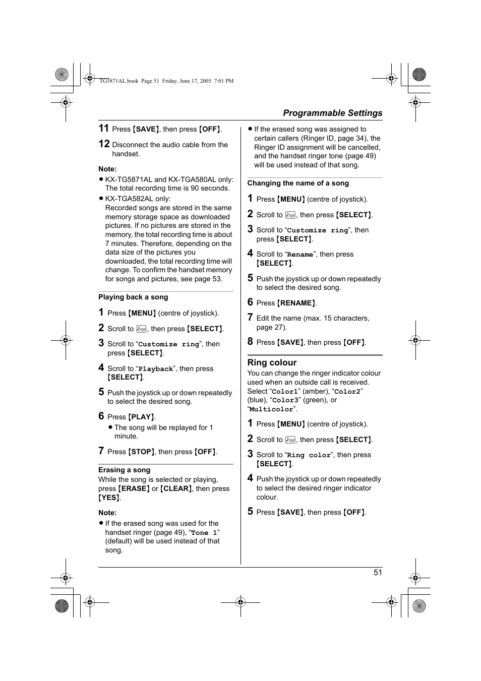 Panasonic KX-TG5871AL User Manual | Page 51 / 88