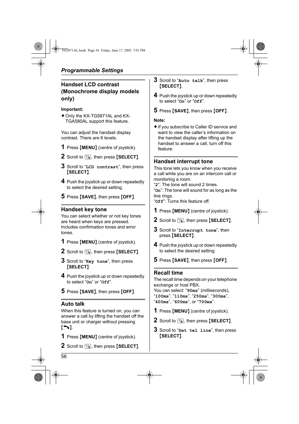 Panasonic KX-TG5871AL User Manual | Page 56 / 88