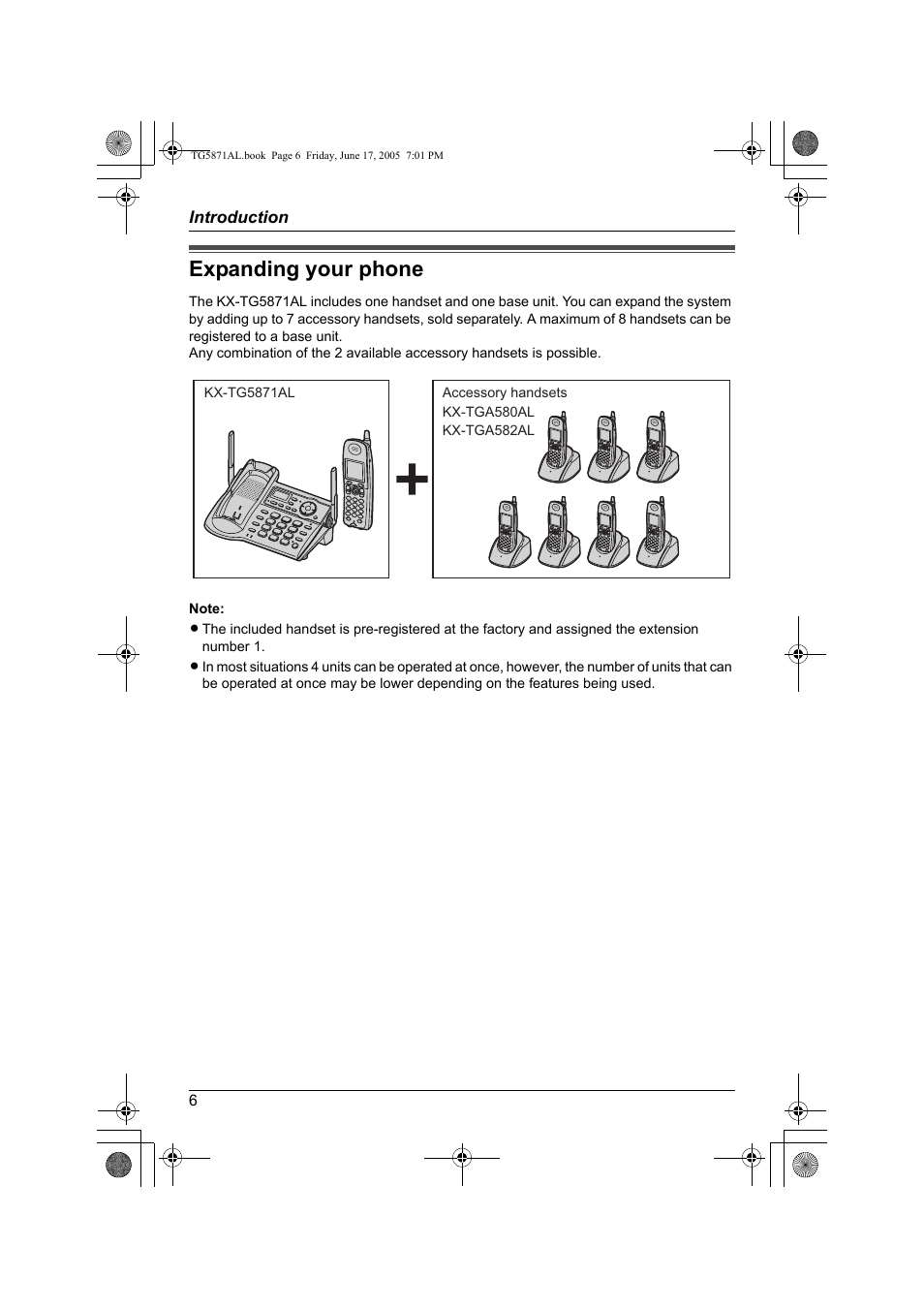 Expanding your phone | Panasonic KX-TG5871AL User Manual | Page 6 / 88