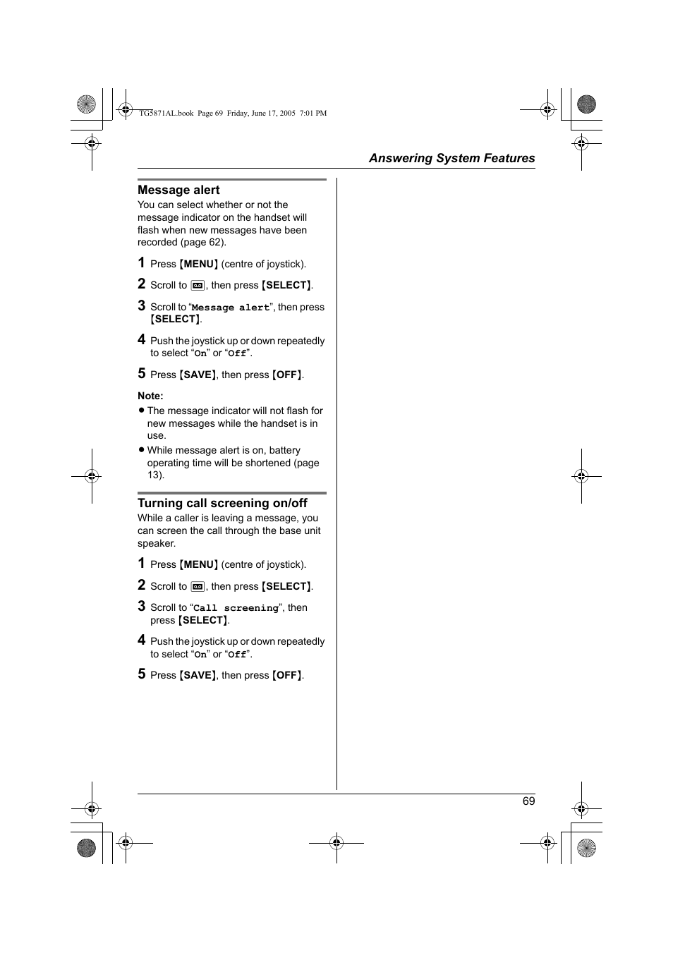 Panasonic KX-TG5871AL User Manual | Page 69 / 88