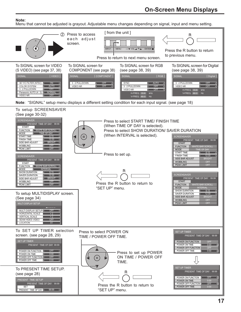 On-screen menu displays | Panasonic TH-50PF9UK User Manual | Page 17 / 48