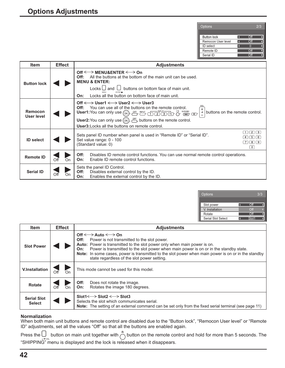 Options adjustments | Panasonic TH-50PF9UK User Manual | Page 42 / 48