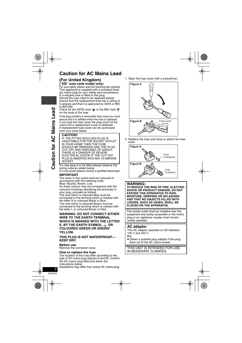 Caution for ac mains lead | Panasonic DVD-LS91 User Manual | Page 2 / 32
