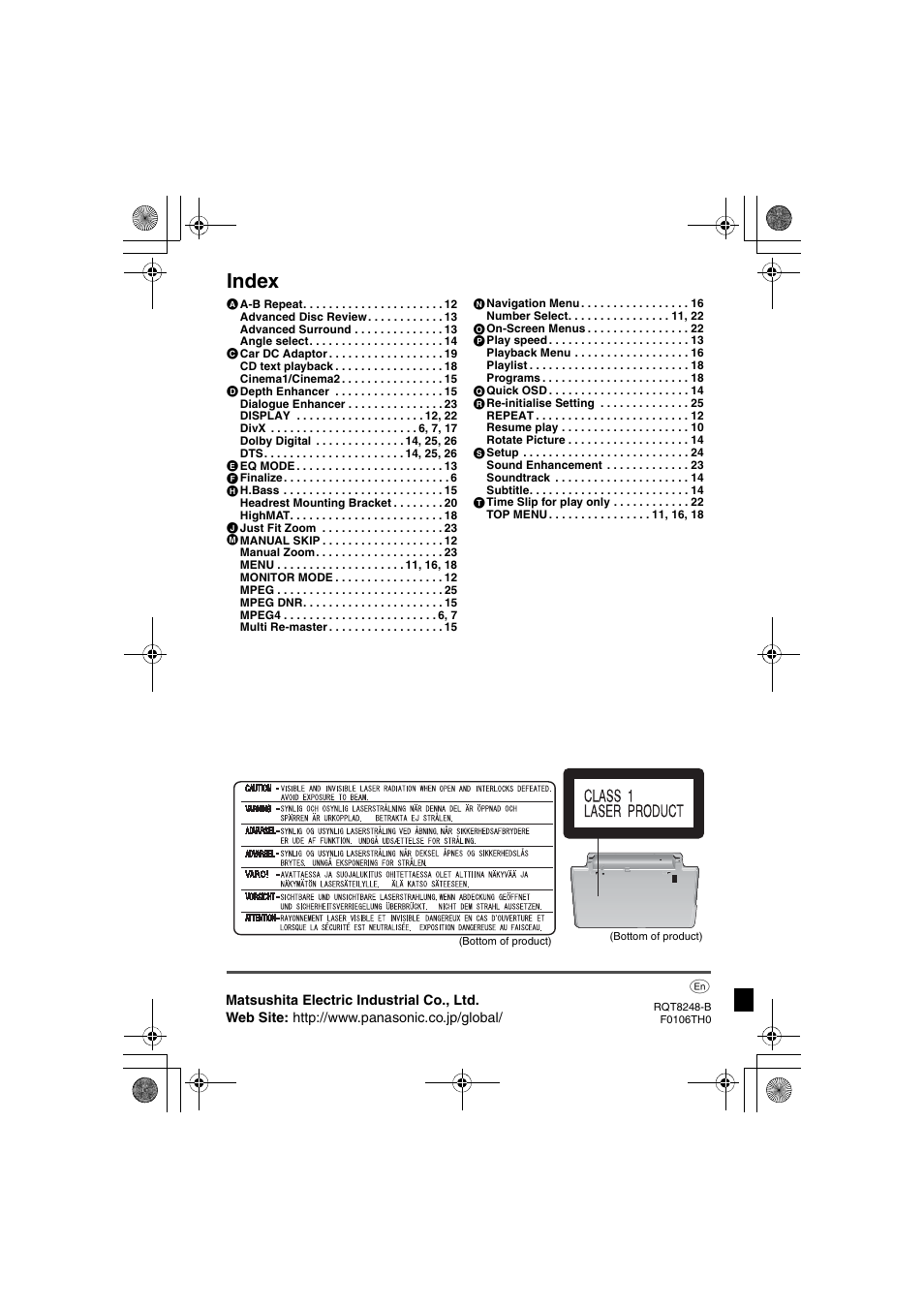 Index | Panasonic DVD-LS91 User Manual | Page 32 / 32