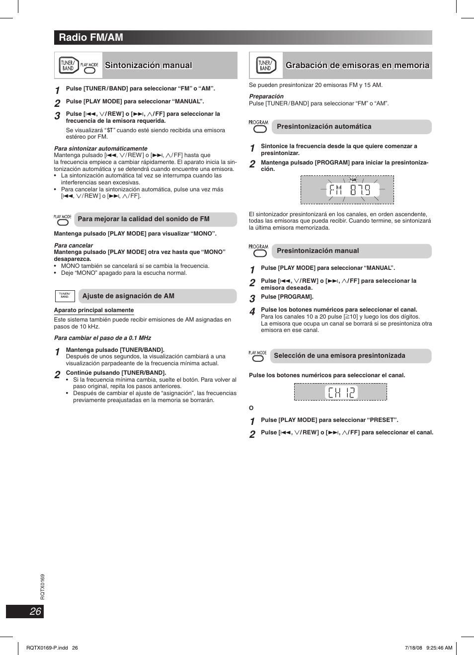 Radio fm/am | Panasonic SC-AK960 User Manual | Page 26 / 28