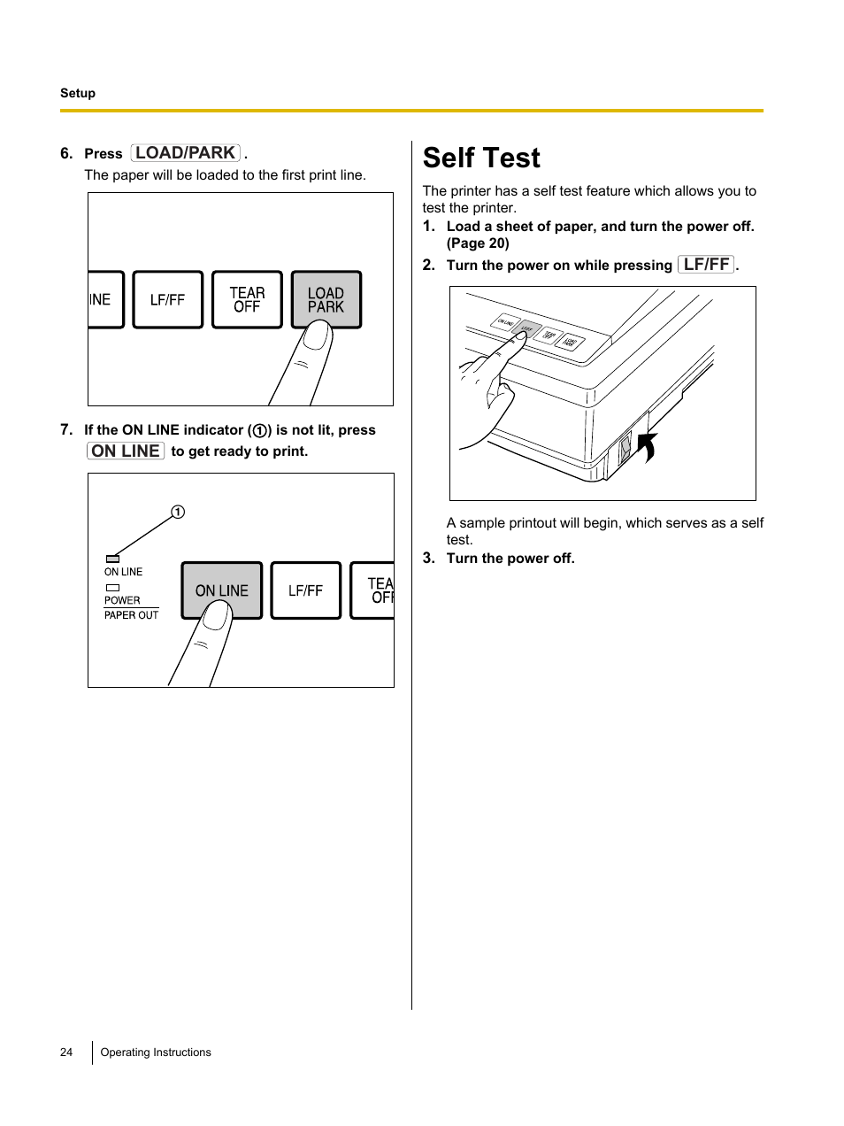 Self test | Panasonic KX-P1121E User Manual | Page 24 / 43