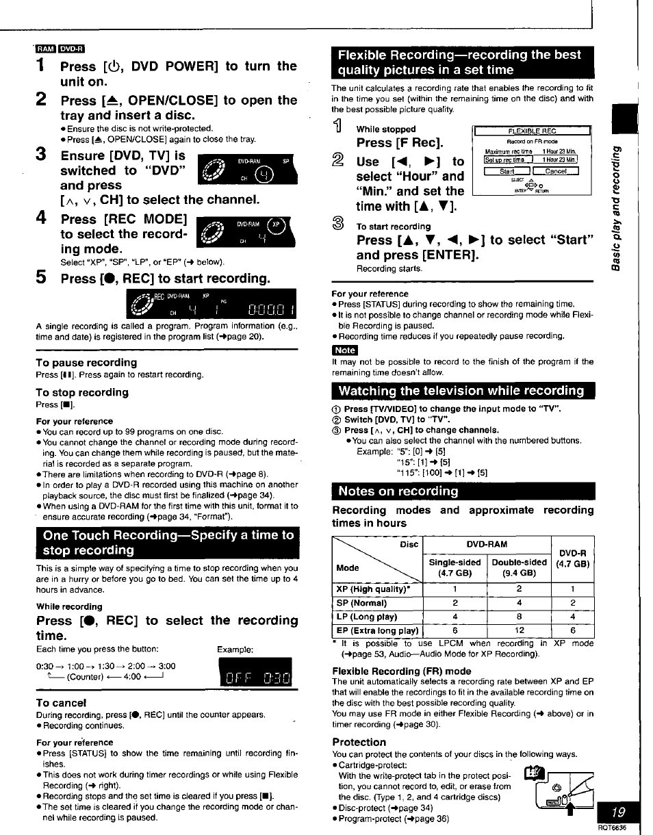 To pause recording, To stop recording, To cancel | Protection, Ijha | Panasonic DMR-T3030 User Manual | Page 19 / 64