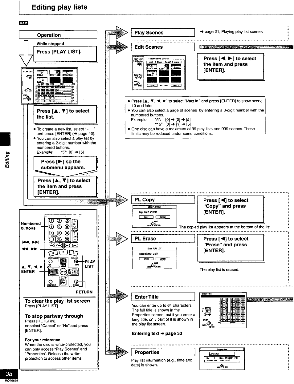 Editing play lists, D cd t qjd t, Là (àlllà | Clear the play list screen | Panasonic DMR-T3030 User Manual | Page 38 / 64