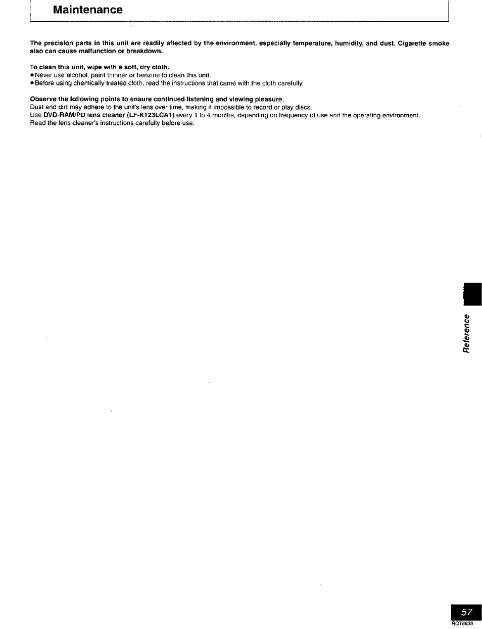 Maintenance | Panasonic DMR-T3030 User Manual | Page 57 / 64