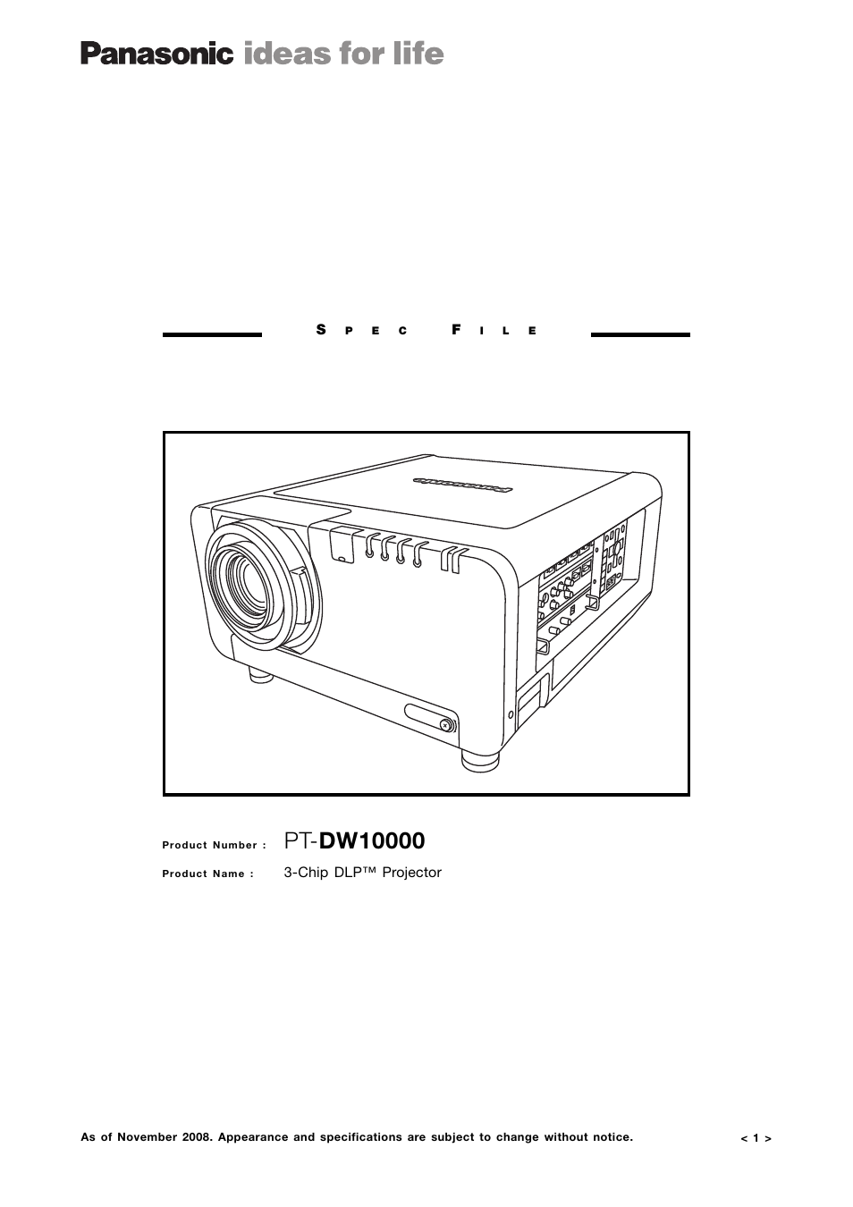 Panasonic PT-DW10000 User Manual | 12 pages