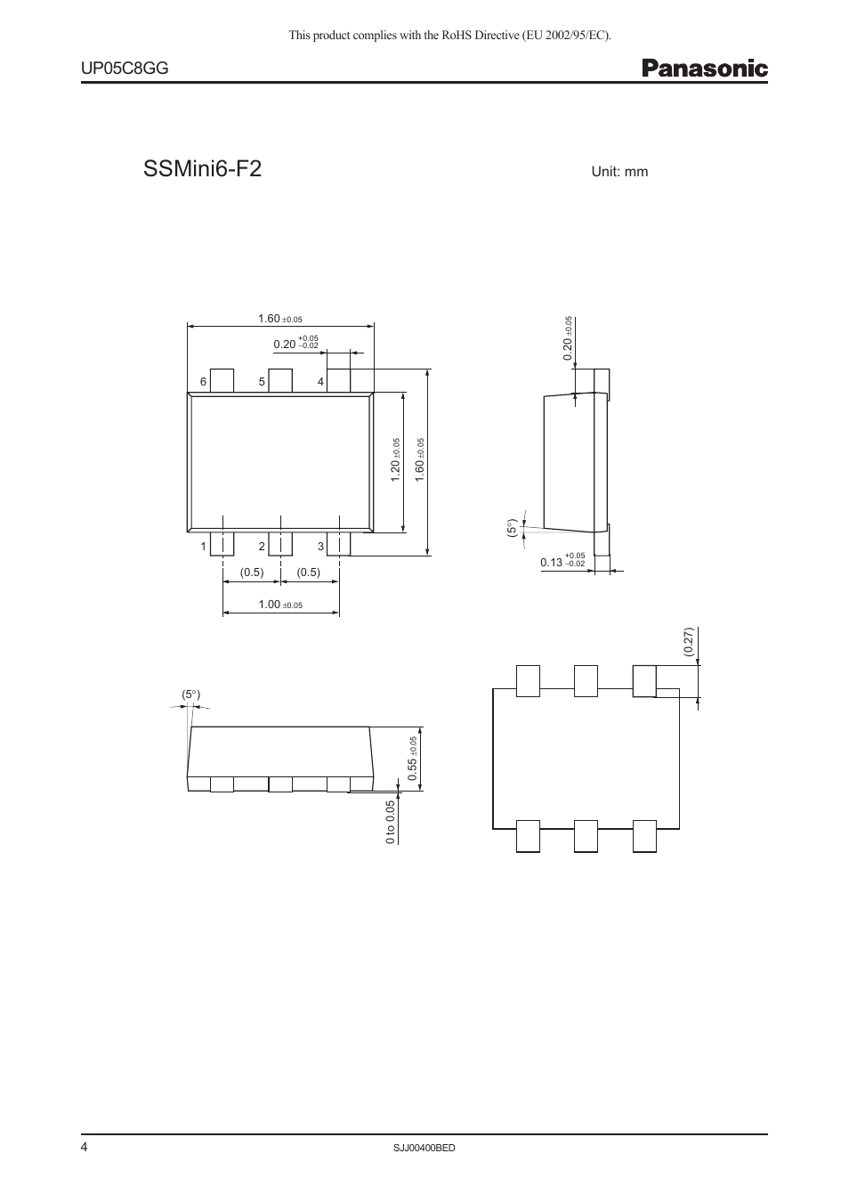 Ssmini6-f2, Up05c8gg, Unit: mm | Panasonic UP05C8GG User Manual | Page 4 / 5