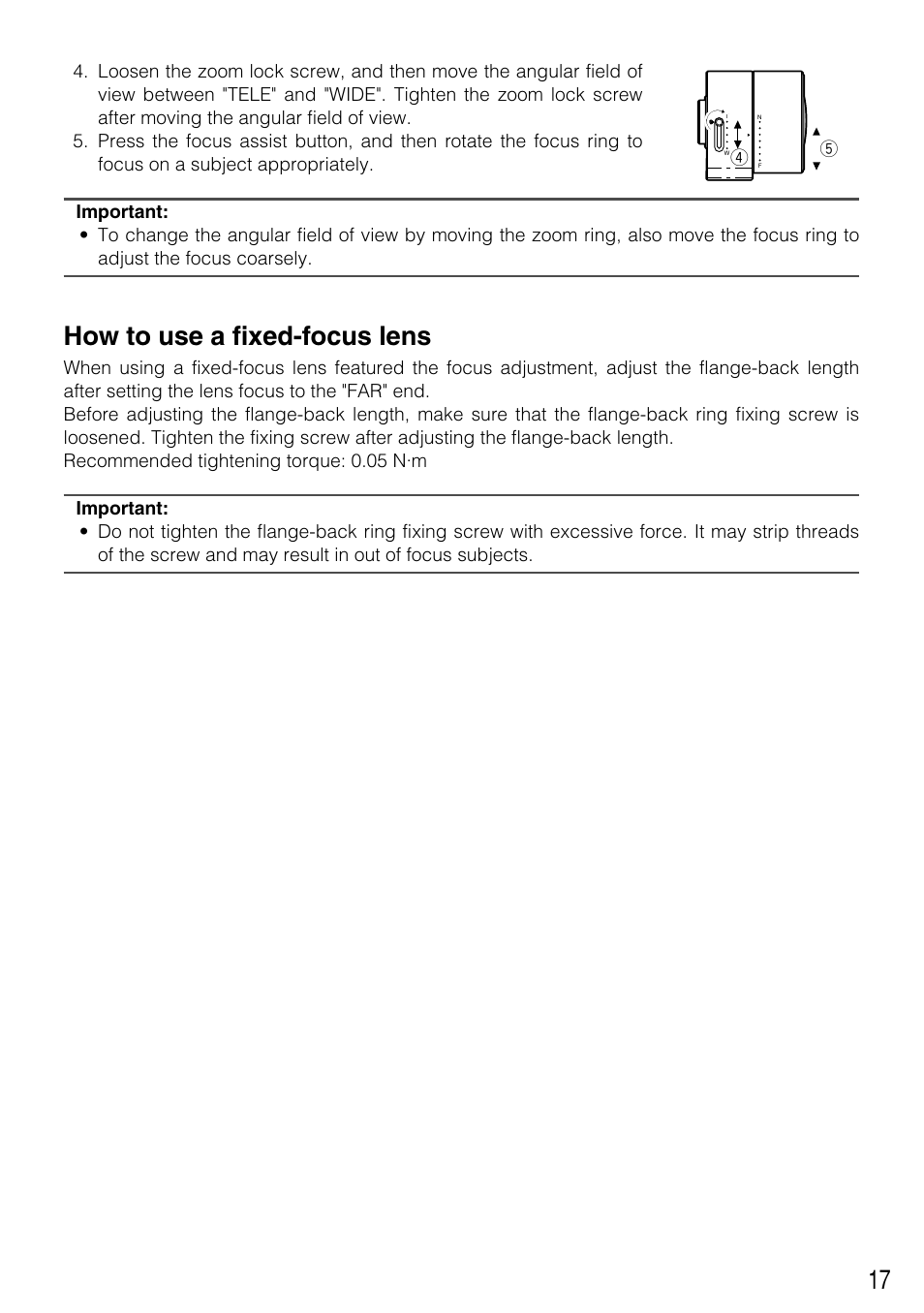 How to use a fixed-focus lens | Panasonic WV-NP304 User Manual | Page 17 / 36