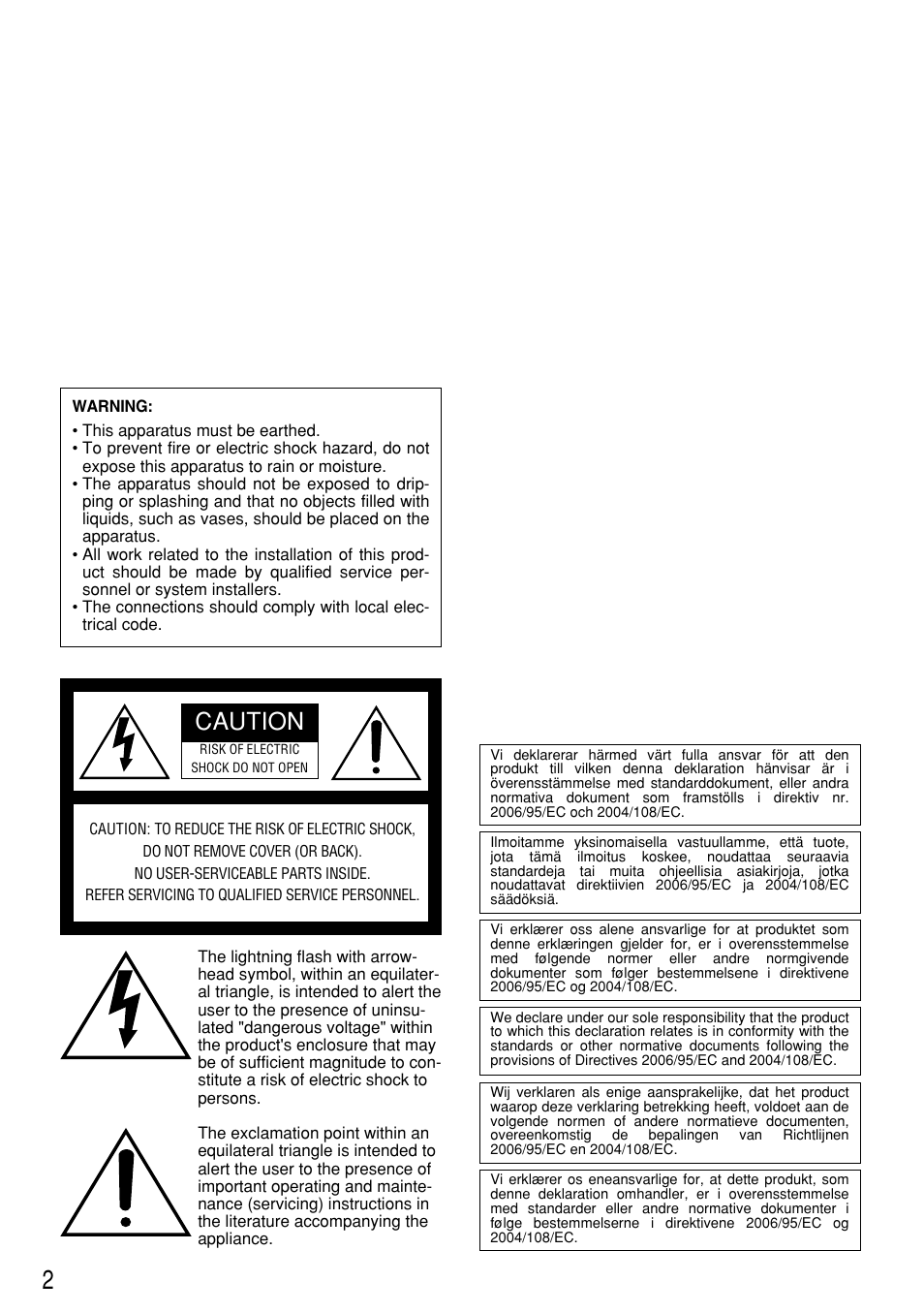 Caution | Panasonic WV-NP304 User Manual | Page 2 / 36