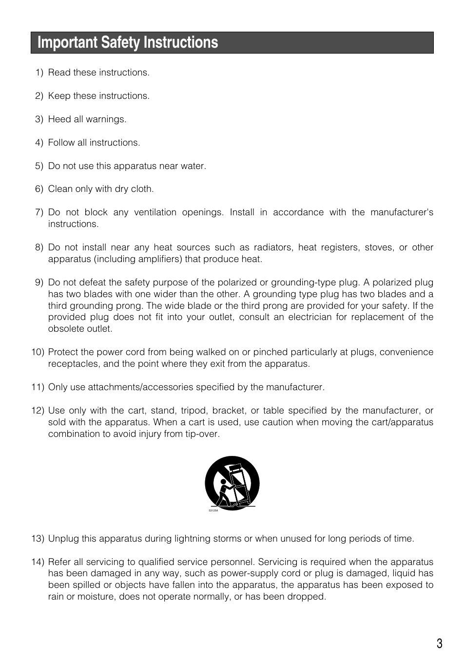Important safety instructions | Panasonic WV-NP304 User Manual | Page 3 / 36
