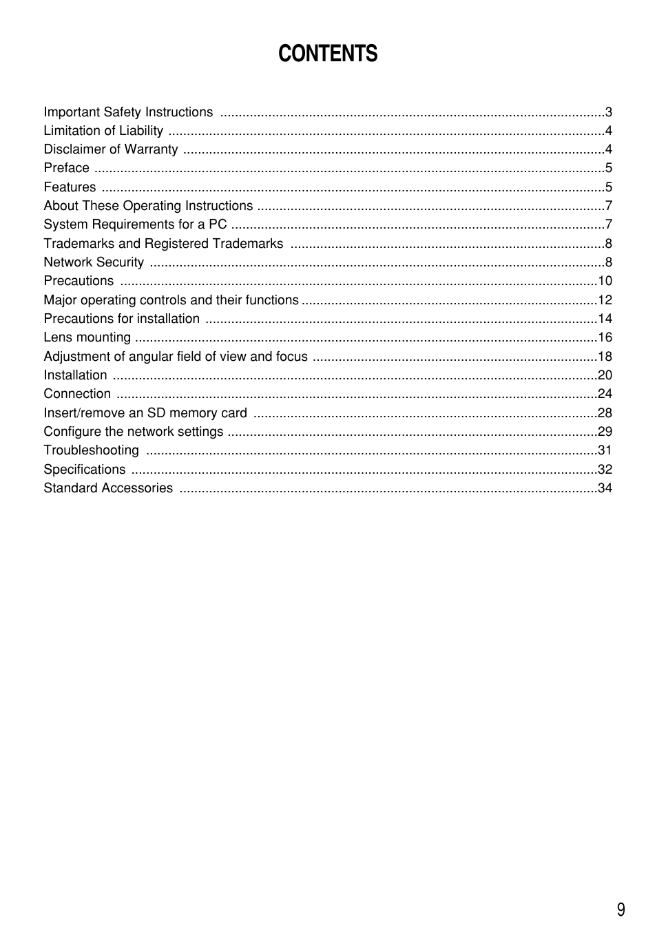 Panasonic WV-NP304 User Manual | Page 9 / 36
