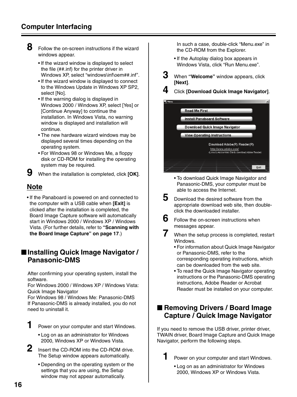 Installing quick image navigator / panasonic-dms | Panasonic UB-7320 User Manual | Page 16 / 42