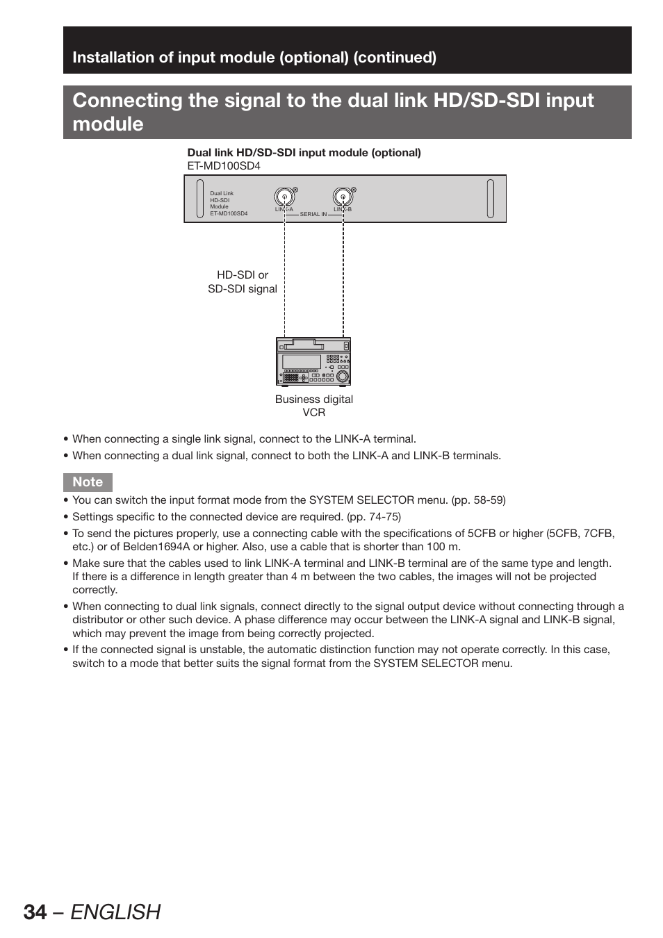 34 – english | Panasonic PT-DZ12000E User Manual | Page 34 / 128