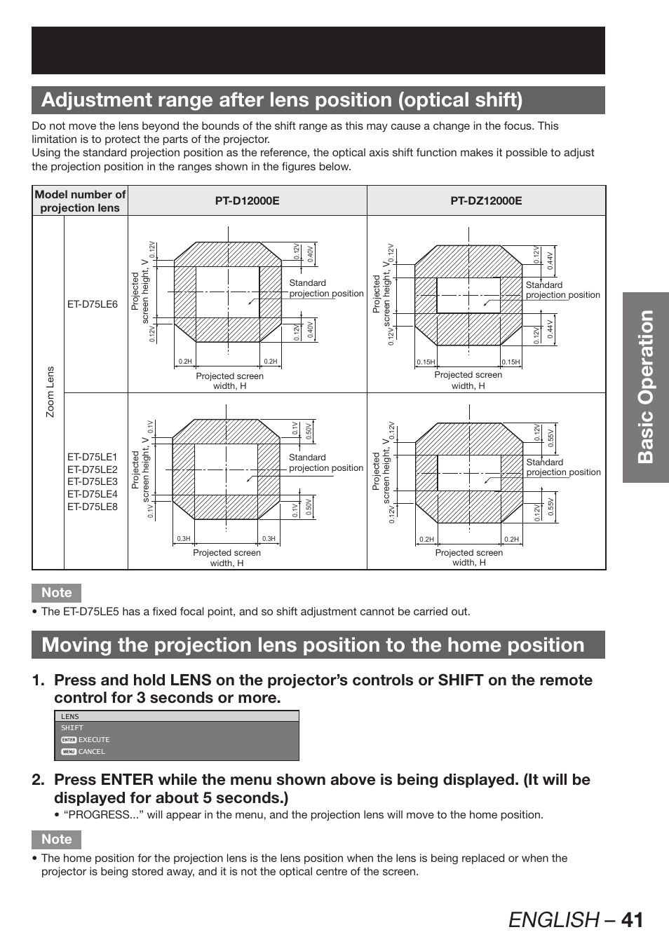 English – 41 | Panasonic PT-DZ12000E User Manual | Page 41 / 128