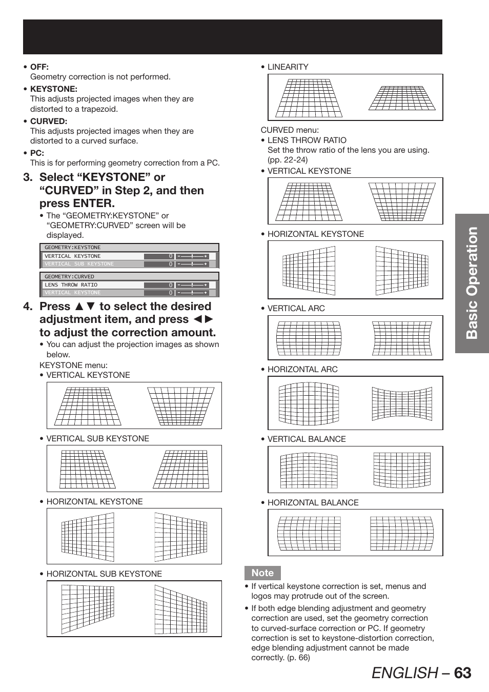 English – 63, Basic operation | Panasonic PT-DZ12000E User Manual | Page 63 / 128