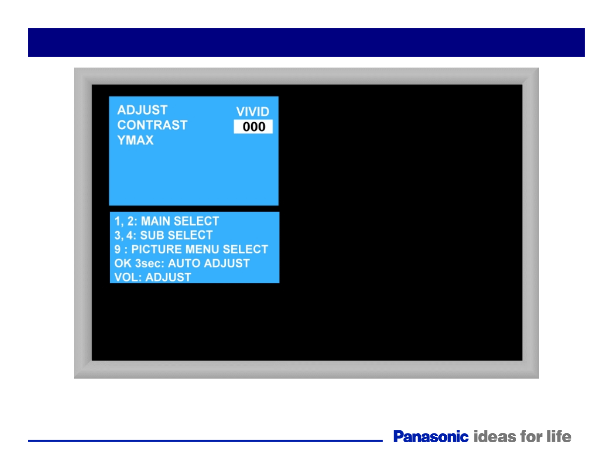 Adjustment sub menu | Panasonic Generation Plasma Display Television User Manual | Page 94 / 98