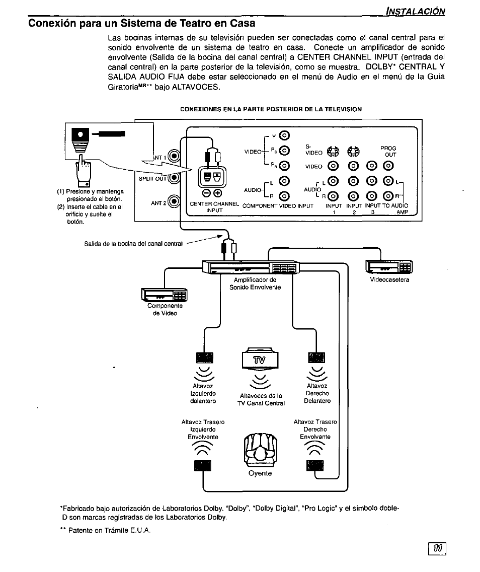 Conexión para un sistema de teatro en casa | Panasonic CT-32SX30 User Manual | Page 41 / 56