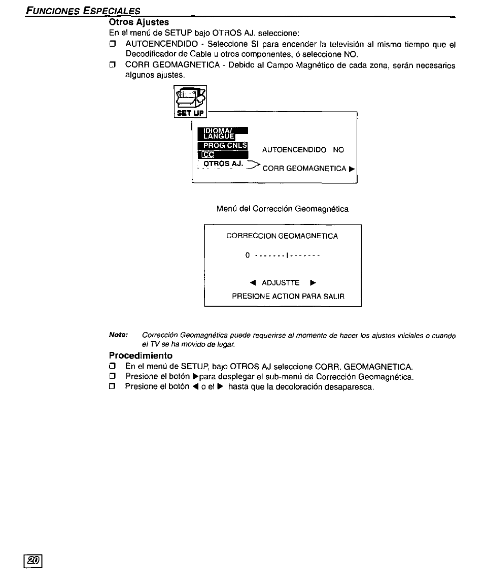 Otros ajustes, Procedimiento, Lio l'jw | Panasonic CT-32SX30 User Manual | Page 50 / 56