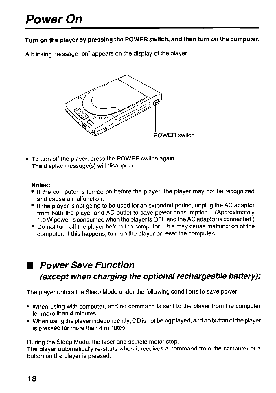 Power on, Power save function | Panasonic KXL-D742 User Manual | Page 18 / 40