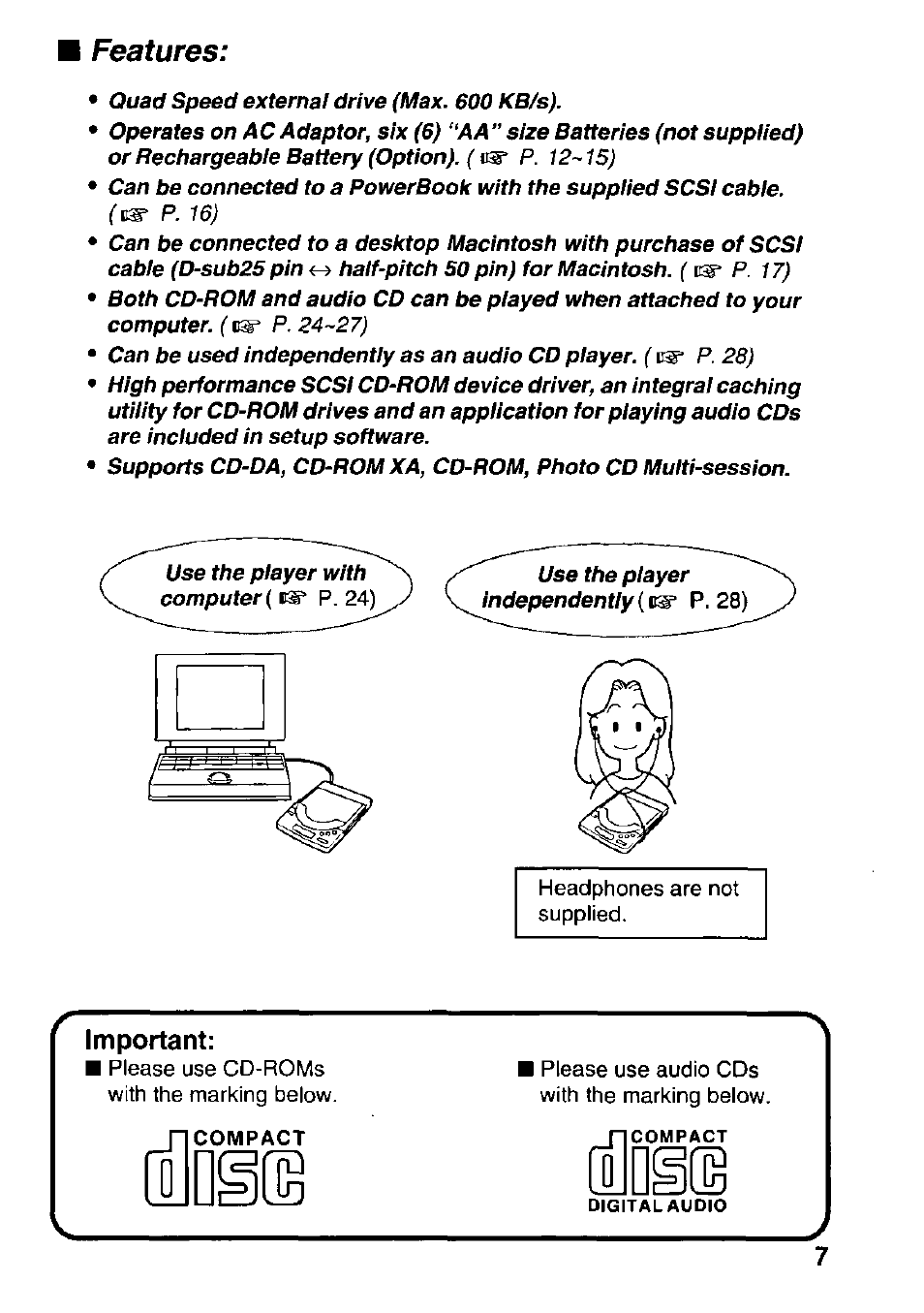 Important, Features | Panasonic KXL-D742 User Manual | Page 7 / 40